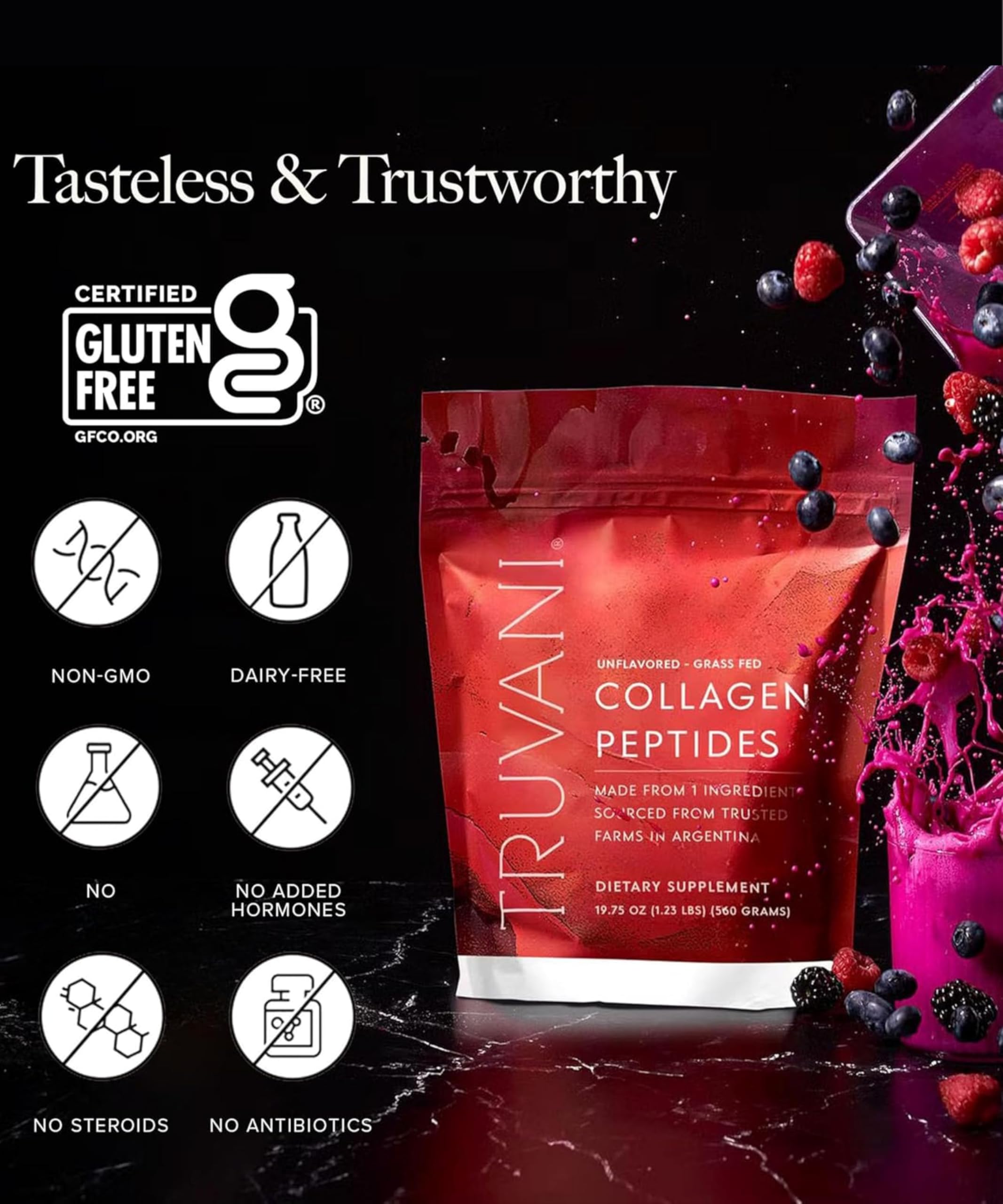 Truvani 70 calories per serving fits light supplement goals.