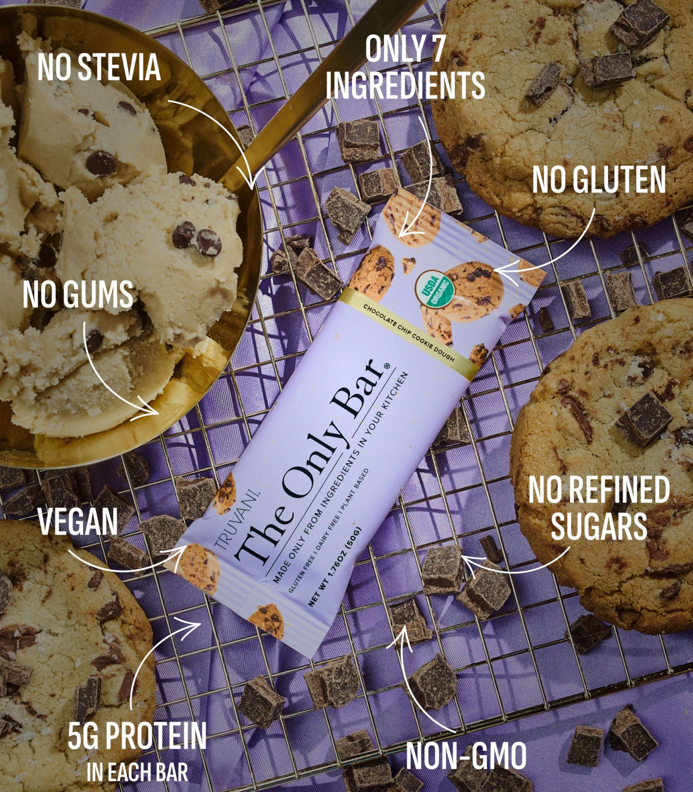 Truvani 12-pack on-the-go packaging, convenient plant-based snack.