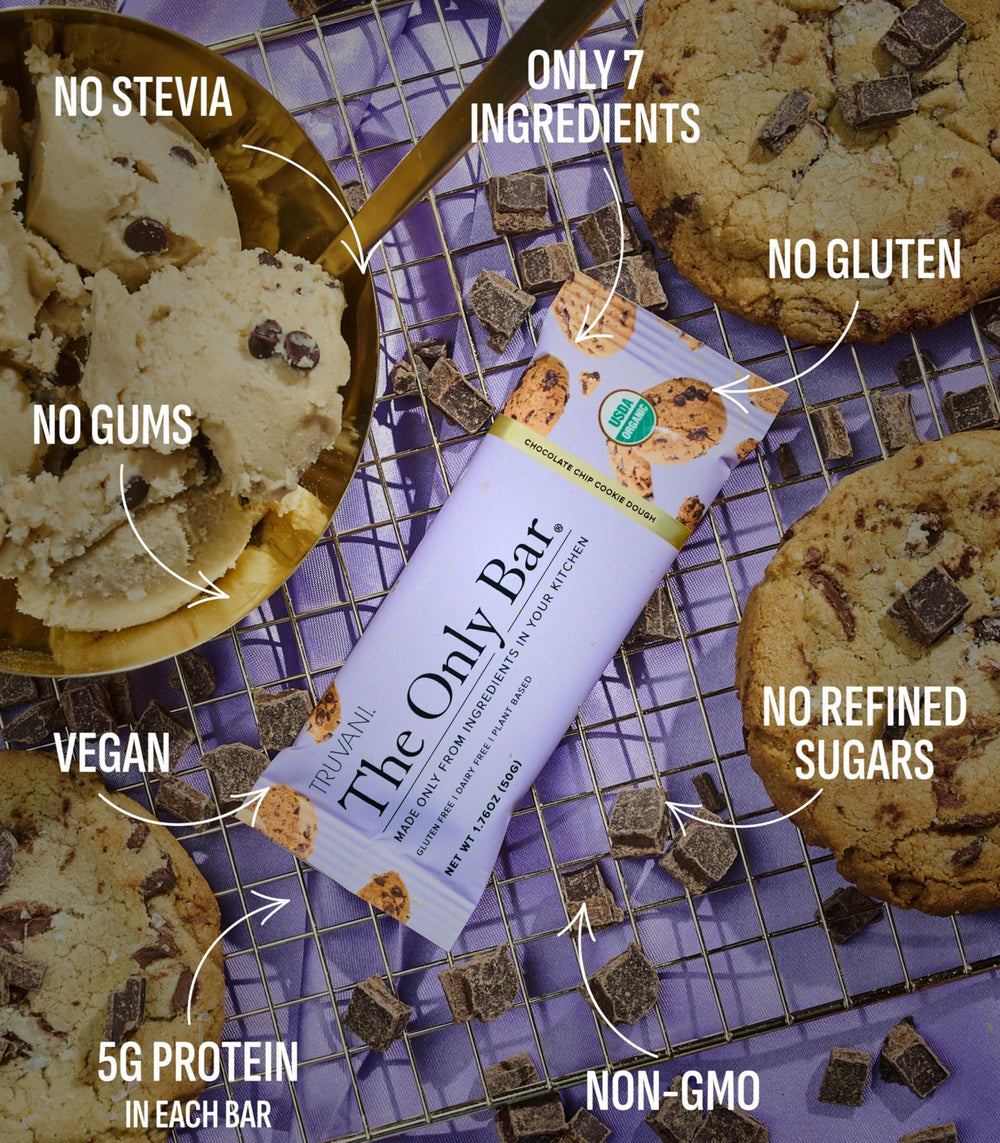 Truvani 12-pack on-the-go packaging, convenient plant-based snack.