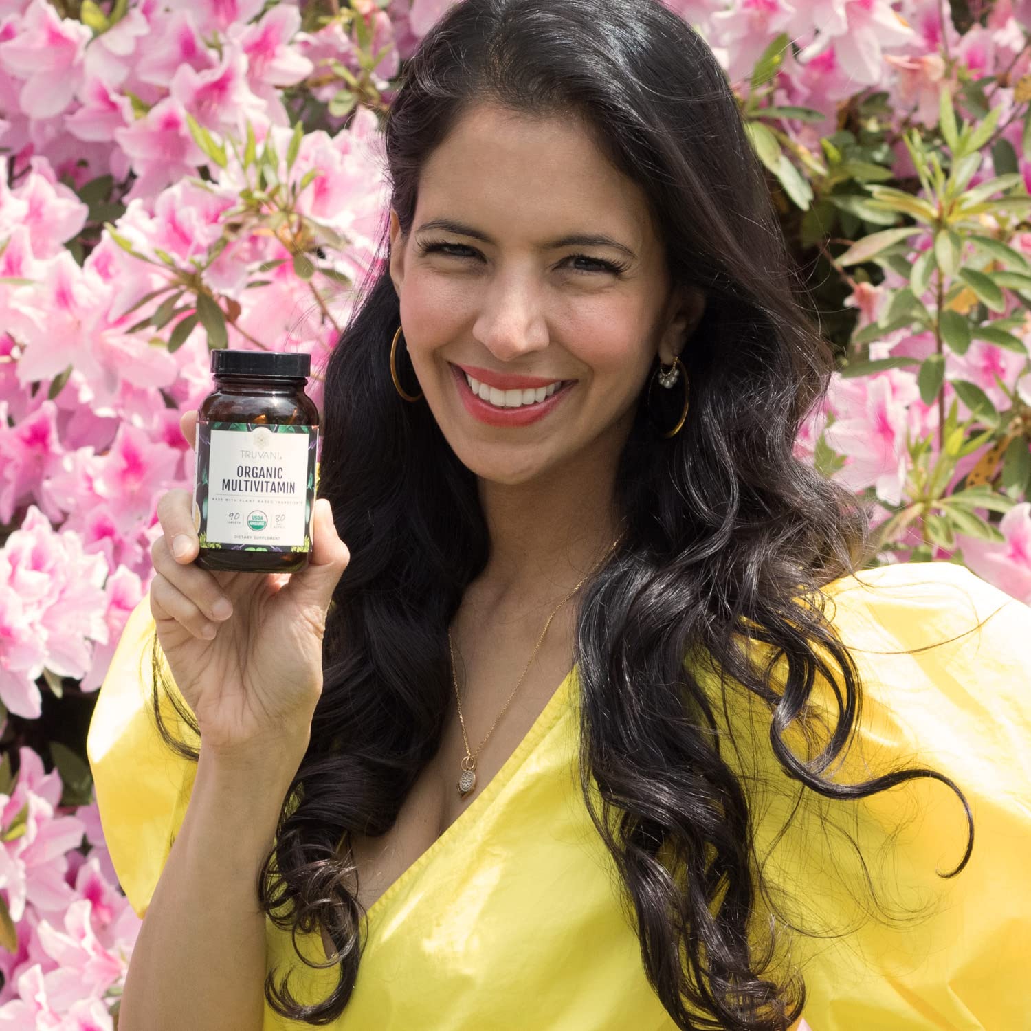 Close-up of plant-based ingredients in Truvani multivitamin for nutrient-dense support
