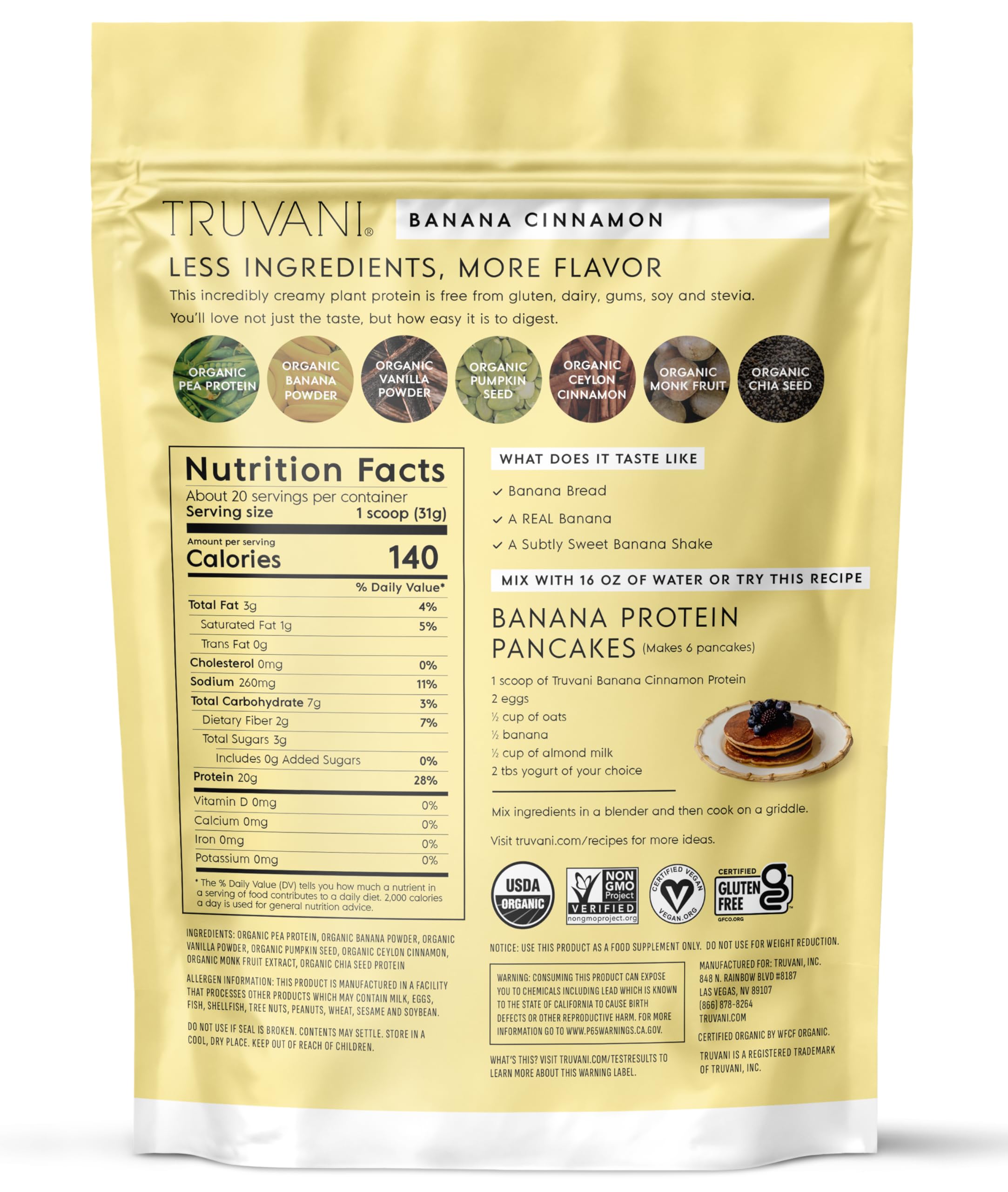 Truvani gluten-free and dairy-free protein product