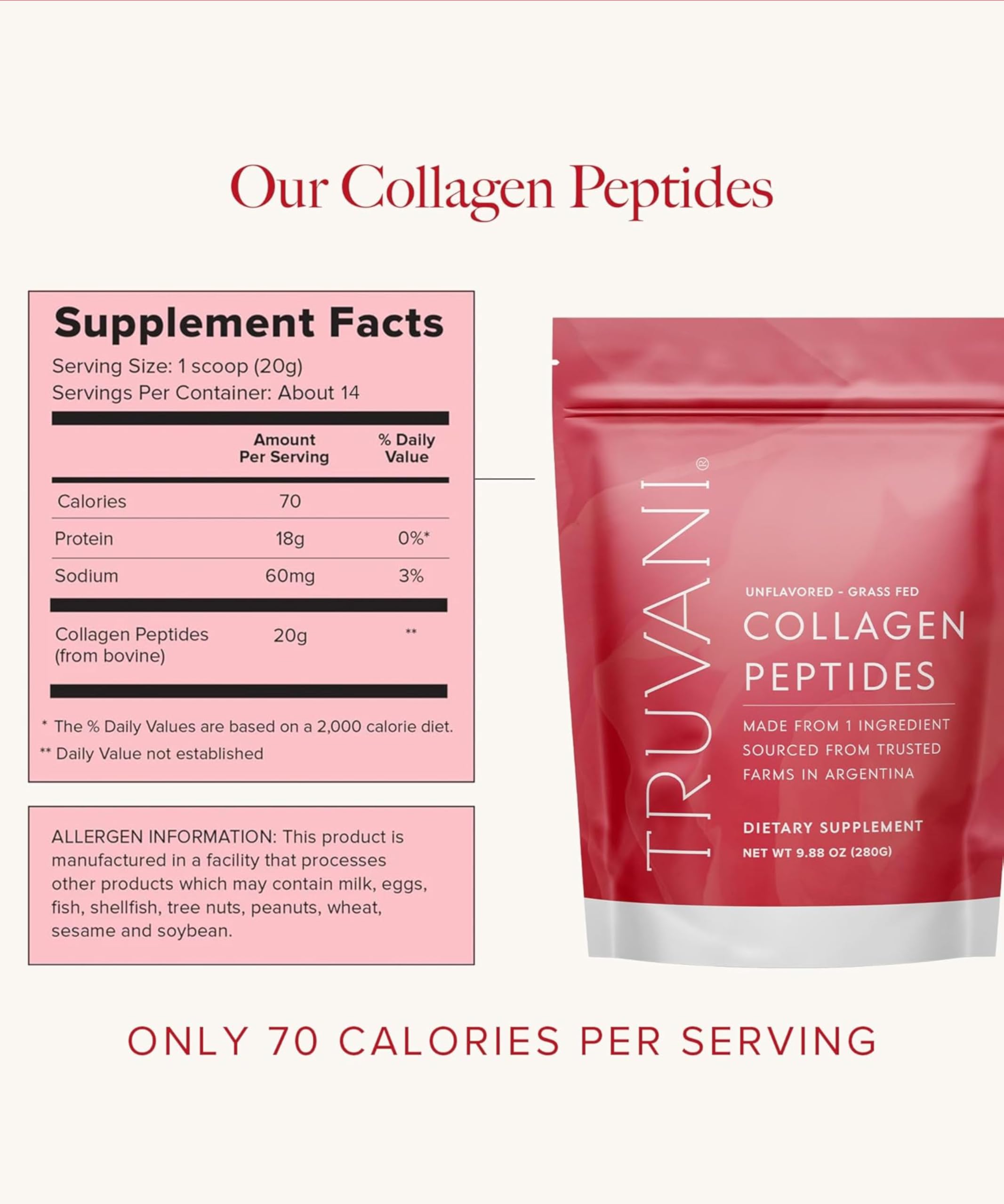 Truvani grass-fed collagen from cattle supports daily wellness with simple add-ins.