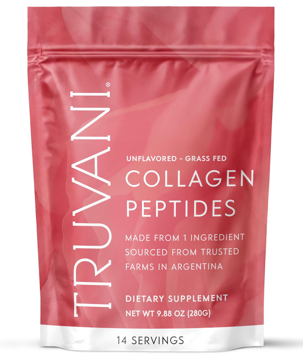 Truvani Hydrolyzed Collagen Peptides unflavored tub, easy to mix in smoothies.