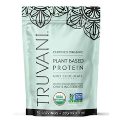 Truvani Mint Chocolate packaging showcasing USDA Organic seal for clean nutrition.