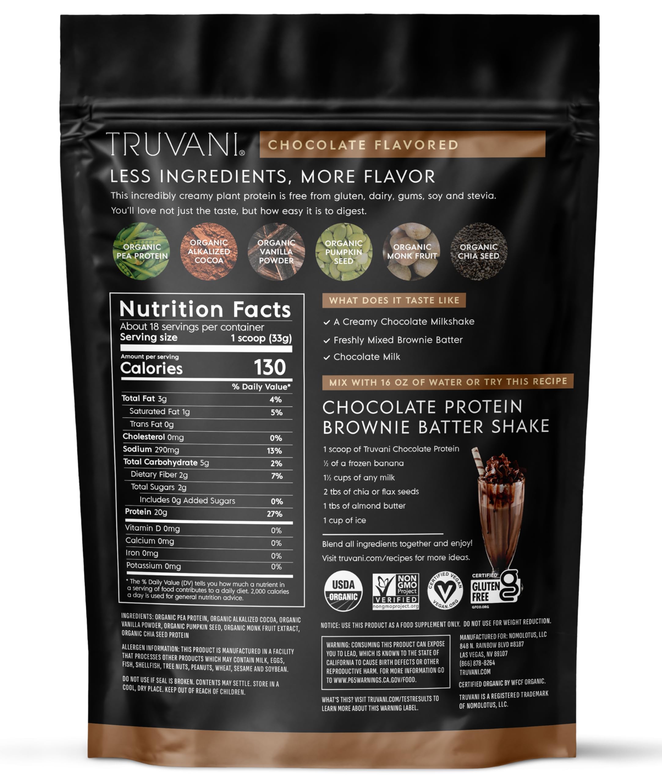 Truvani no added sugar claim on package—taste-first vegan protein experience.