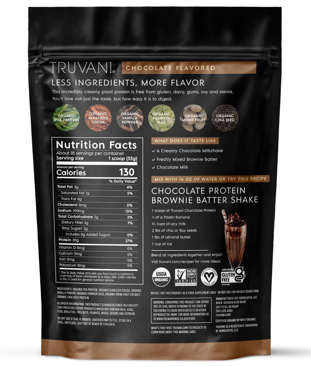 Truvani no added sugar claim on package—taste-first vegan protein experience.