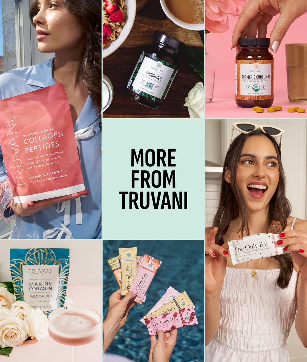 Truvani no added sugar claim visible on mint chocolate packaging.