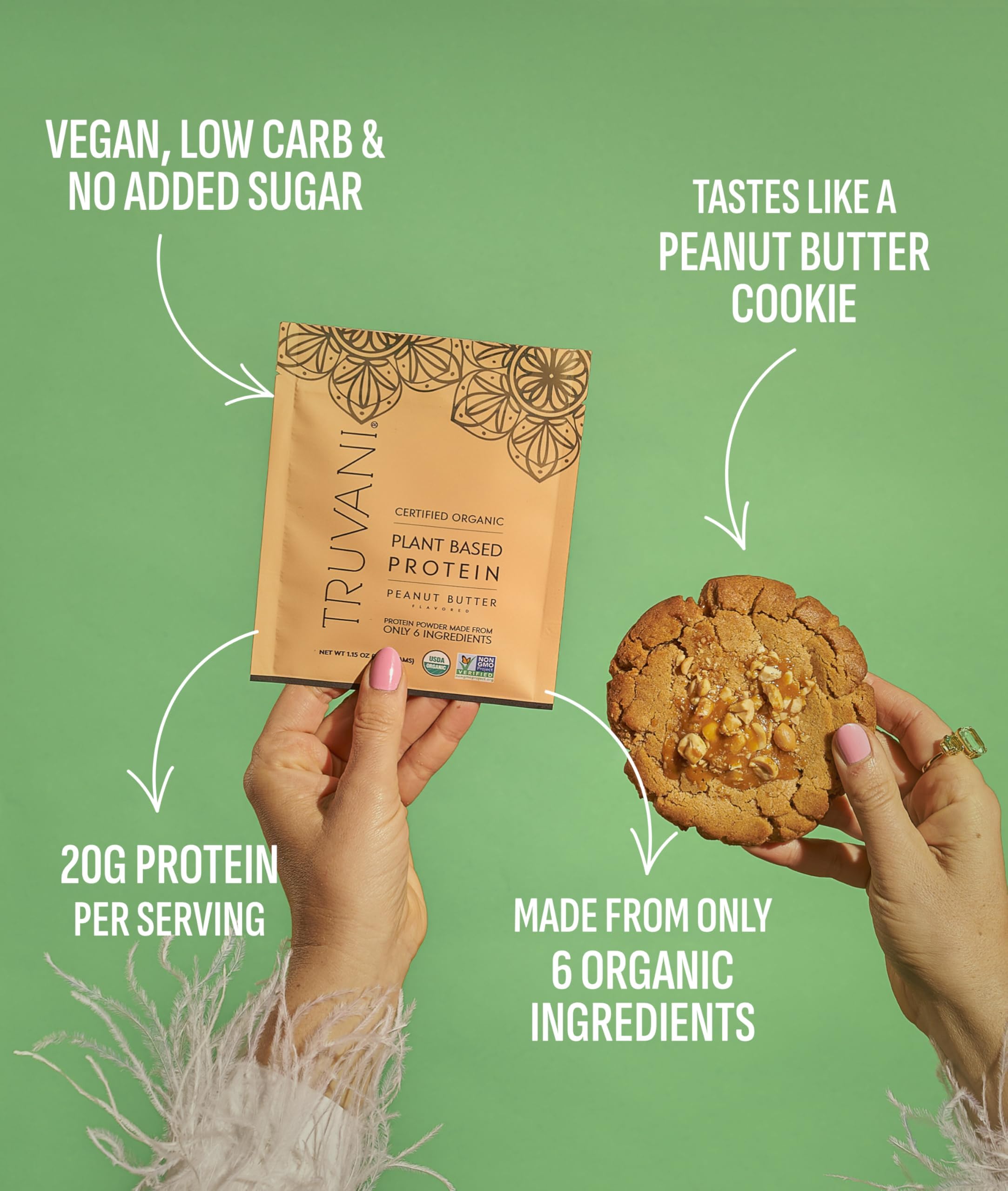 Truvani organic label highlights transparent, high-quality sourcing.