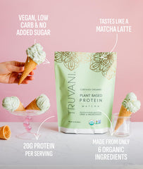 Truvani Organic Pea Protein bag closeup highlights pure ingredients