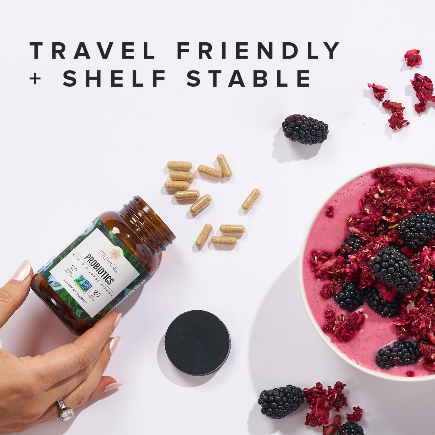 Truvani Probiotic daily-use pack ready for a simple routine.