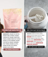Truvani protein spoon with powder showing clean label