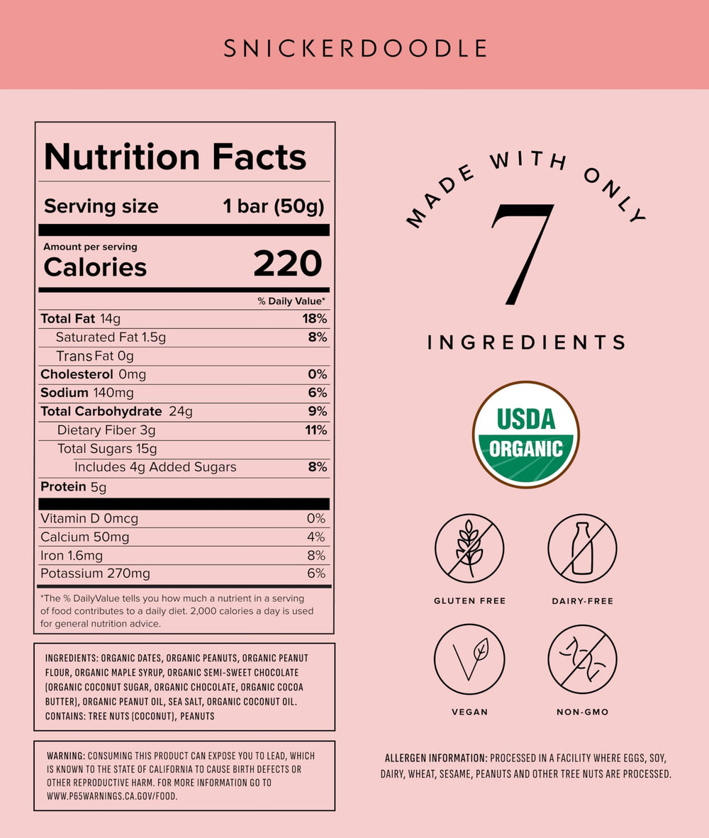 Truvani Snickerdoodle bar texture close-up reveals almonds and dates for quick energy.