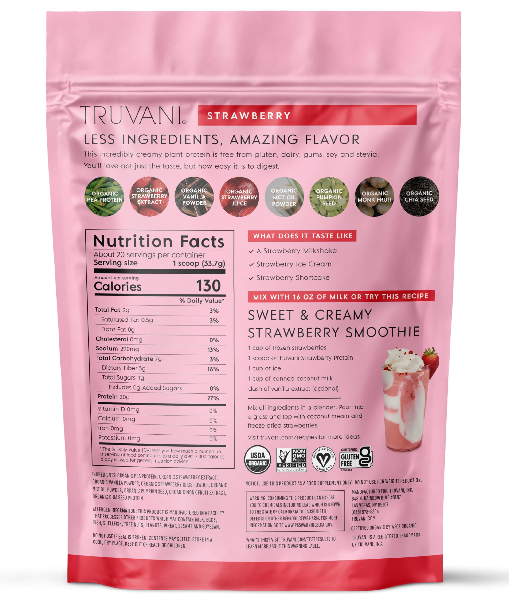 Truvani strawberry protein mixer cup demonstrates convenient preparation
