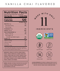 Truvani Vanilla Chai scoop adds 20g protein to shakes for a smooth boost.