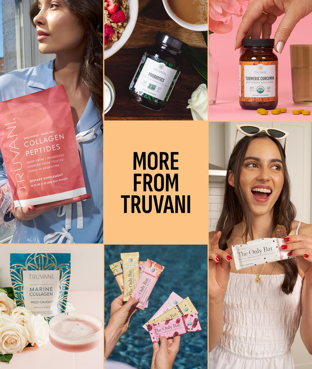 Close-up of Truvani protein label with organic, non-GMO certification