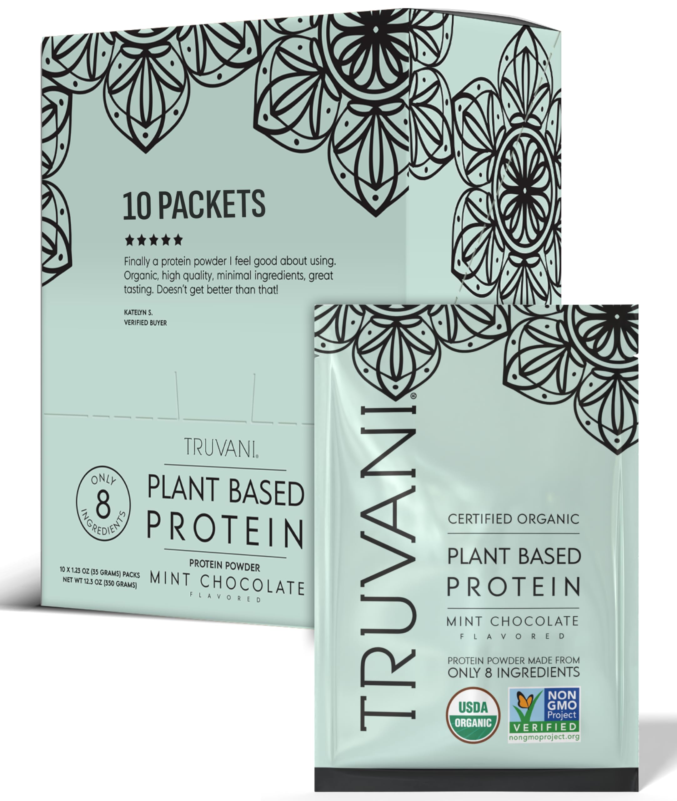 Truvani mint chocolate packaging front for quick on-shelf recognition