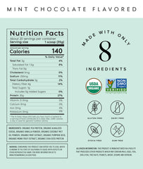Truvani mint chocolate pea protein scoop for quick shakes
