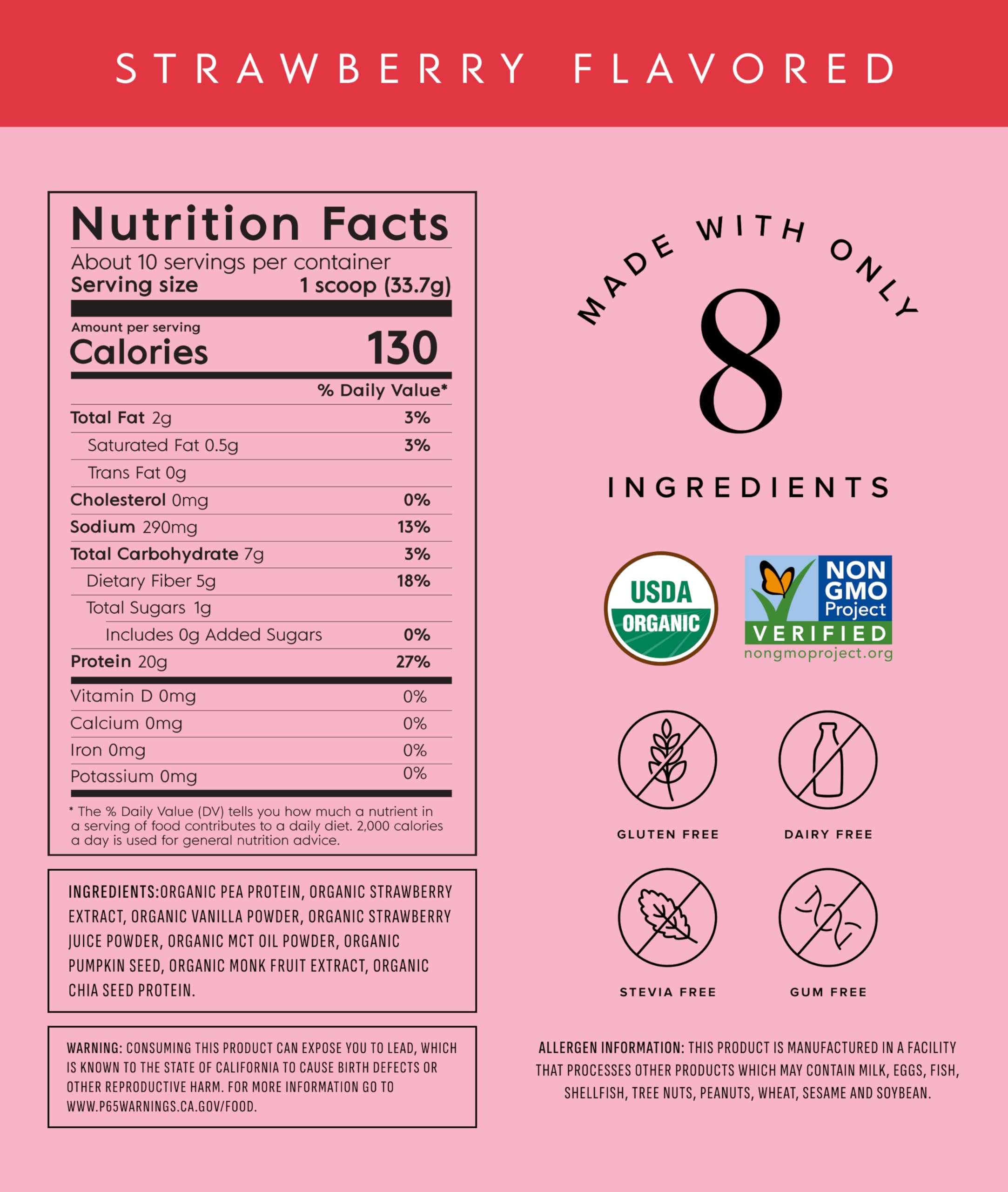 Truvani vegan pea protein strawberry shake glass showing dairy-free shake