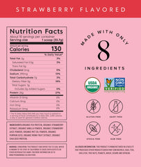 Truvani vegan pea protein strawberry shake glass showing dairy-free shake