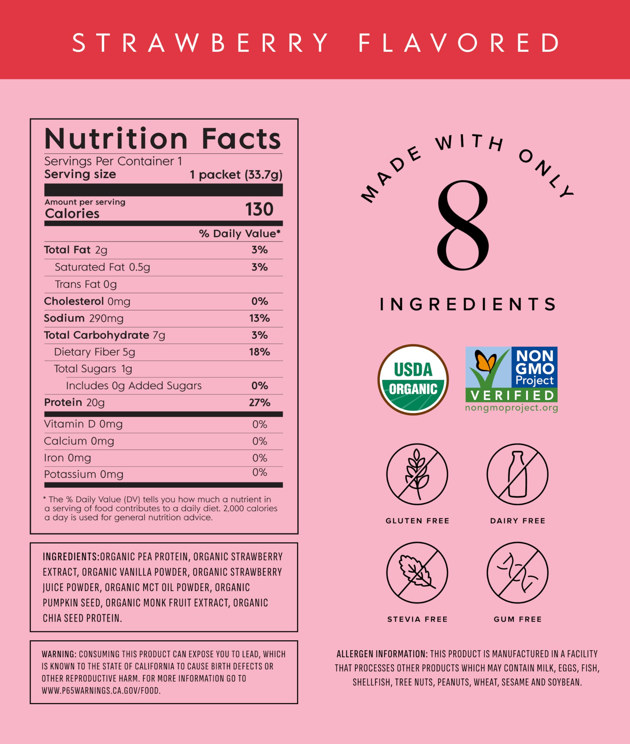 Truvani pea protein strawberry powder dissolves smoothly in water without grittiness