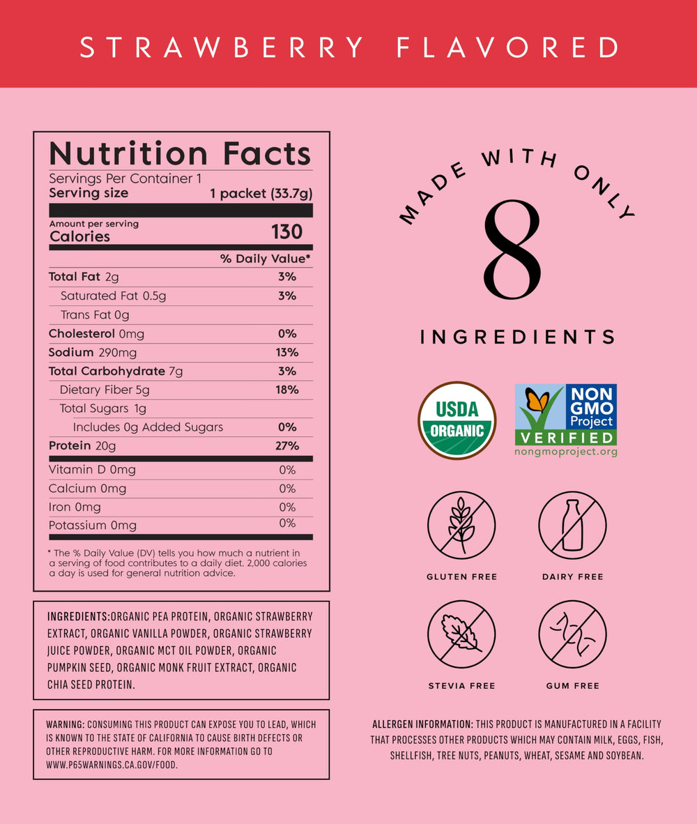 Truvani pea protein strawberry powder dissolves smoothly in water without grittiness