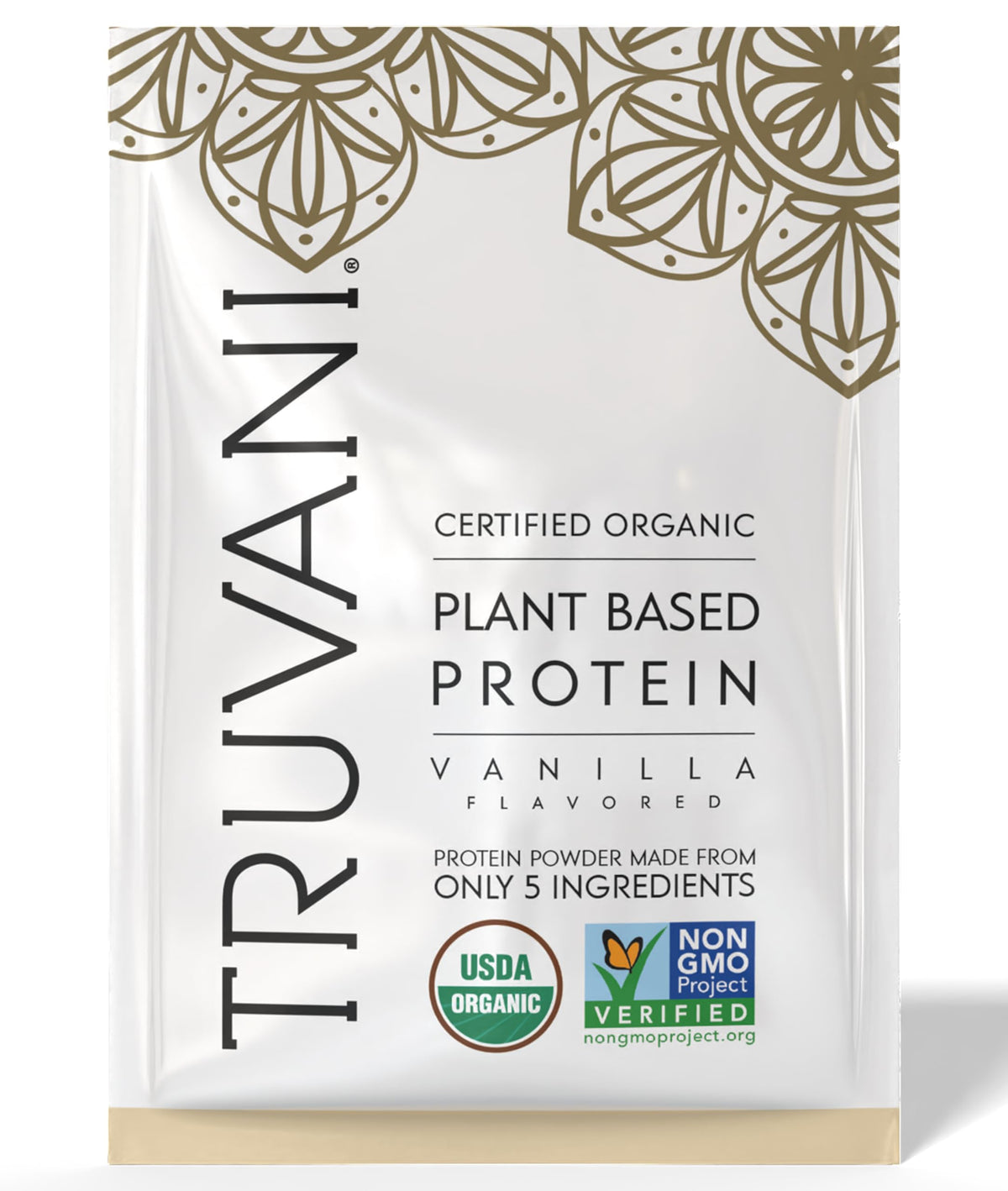 Truvani vegan pea protein vanilla tub for a protein packed shake