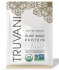 Truvani vegan pea protein vanilla tub for a protein packed shake