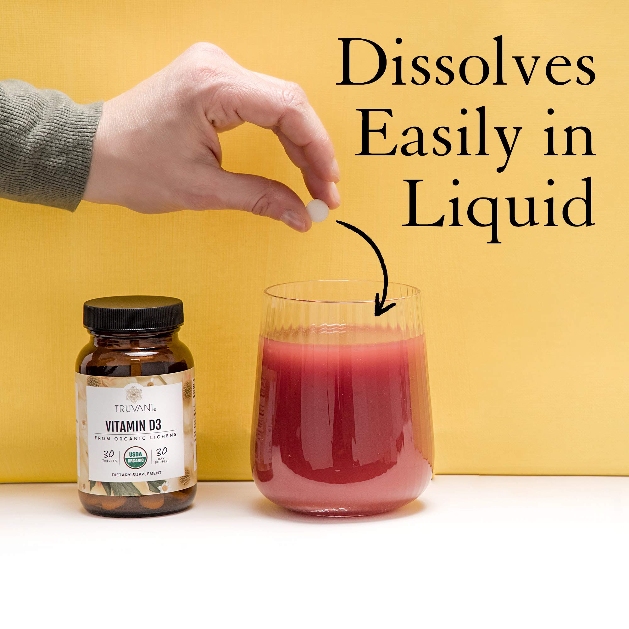 Truvani Vitamin D3 lichen source visual emphasize plant origin