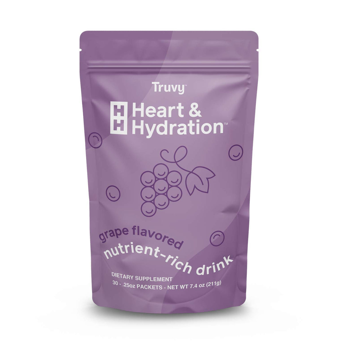 Truvy Heart & Hydration grape box shown for on-the-go hydration.
