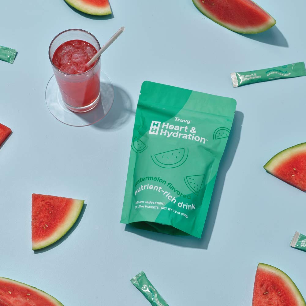 Truvy stick-pack close-up highlighting easy mixing and sugar-free hydration.