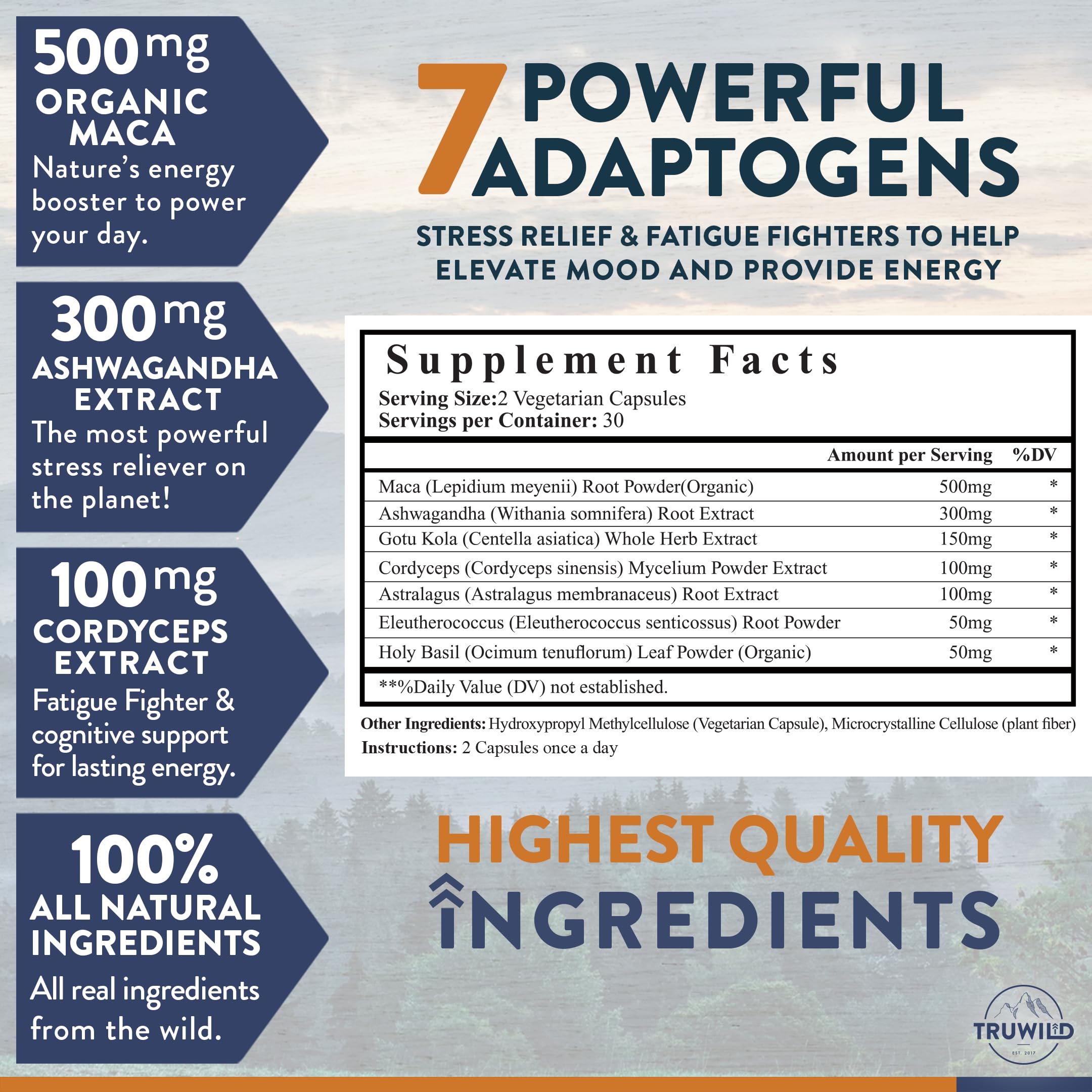 TruWild Adaptogen Maca capsules highlight daily resilience