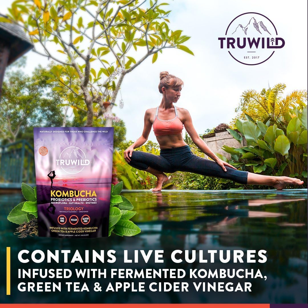 TruWild kombucha powder tub closeup for on-the-go hydration