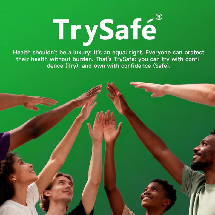 GMP-certified facility and third-party testing highlighted on TrySafe packaging