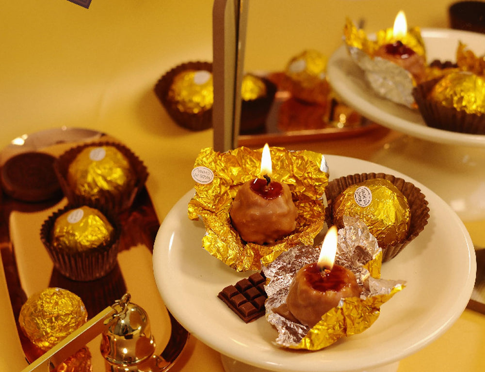 T-shin chocolate ball candle used as a photography prop