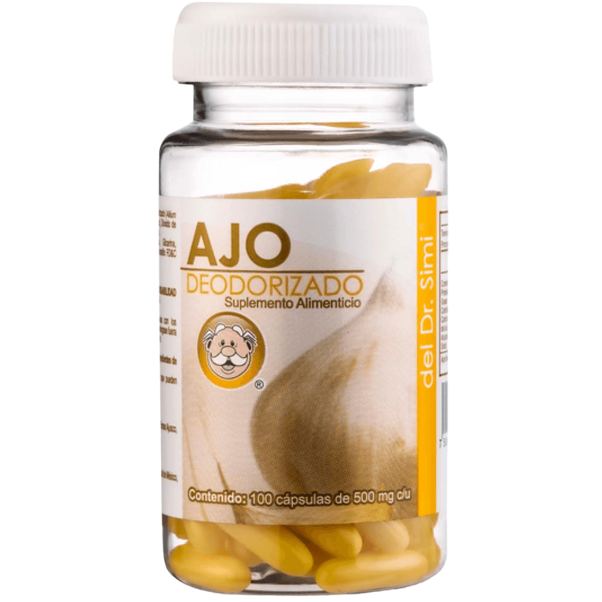 Tu Salud Plus garlic odorless bottle showing convenient capsules for daily cardiovascular and immune support.