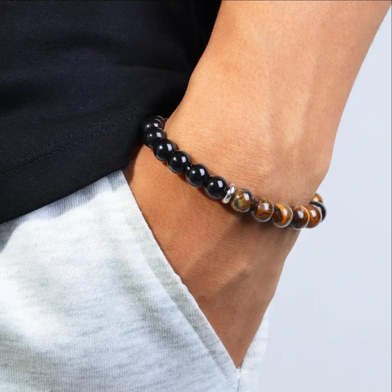 TUBIANCA bracelet with black tourmaline beads protects against negativity