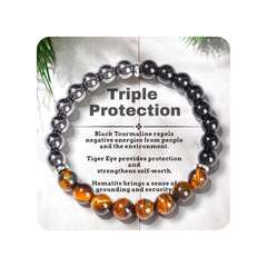 TUBIANCA Triple Protection Bracelet tiger eye close-up for confidence and prosperity