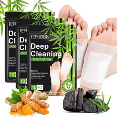 Tudiqe ginger-bamboo foot pad placed on the sole for overnight refresh.
