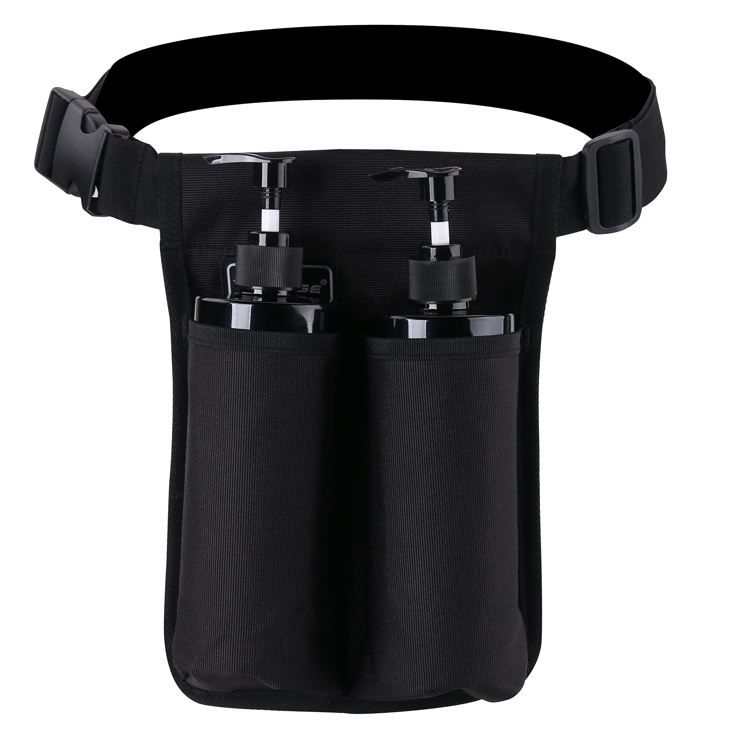 Tuhaoge massage oil holster front small pocket stores diverse bottle sizes.