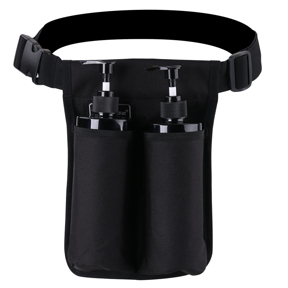 Tuhaoge massage oil holster front small pocket stores diverse bottle sizes.