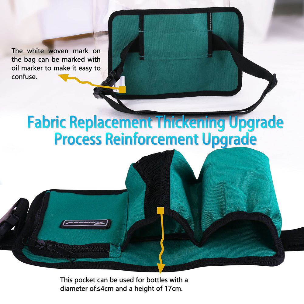 Tuhaoge massage oil holster mesh pocket shows bottle capacity at a glance.