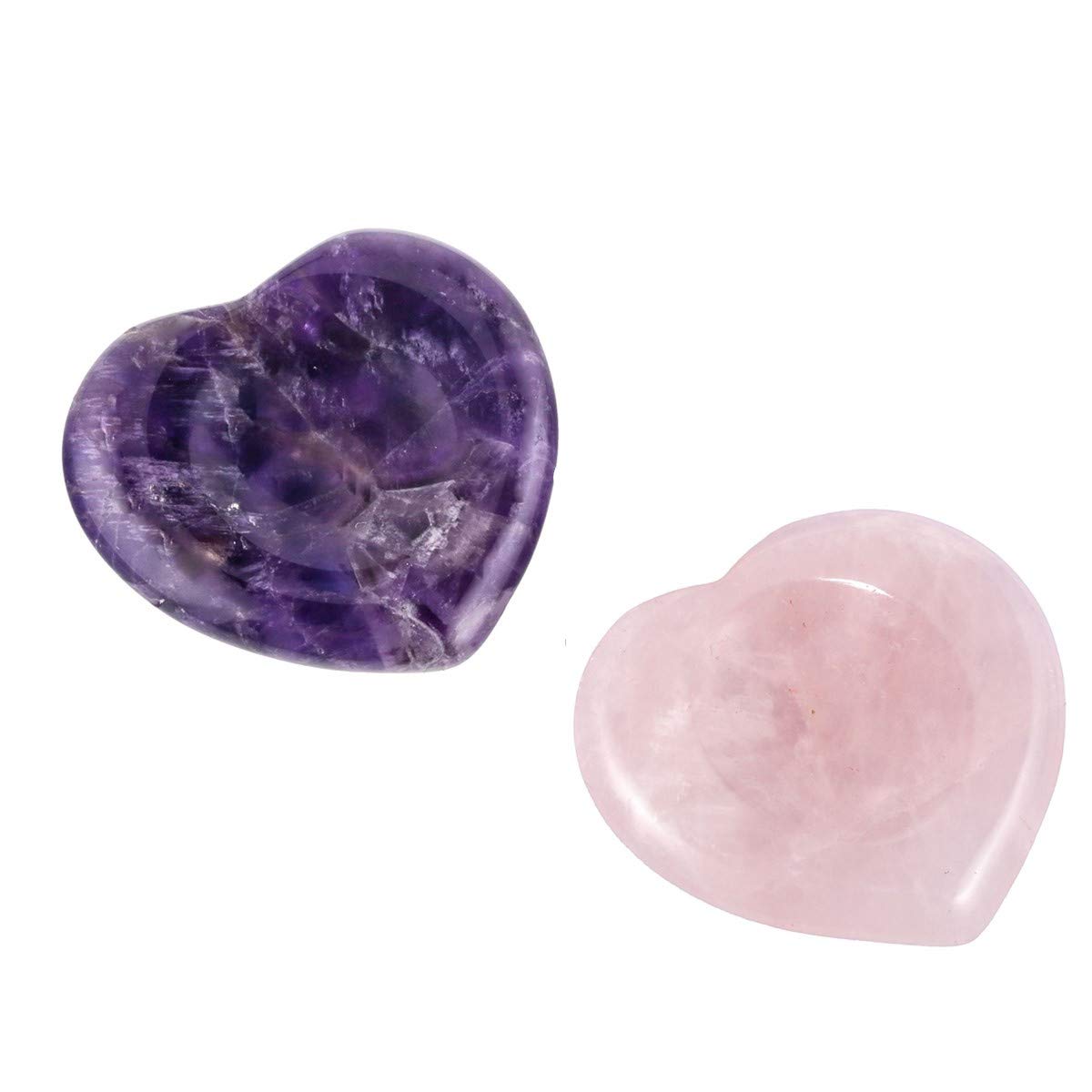 TUMBEELLUWA amethyst heart stone for palm meditation and gentle calm