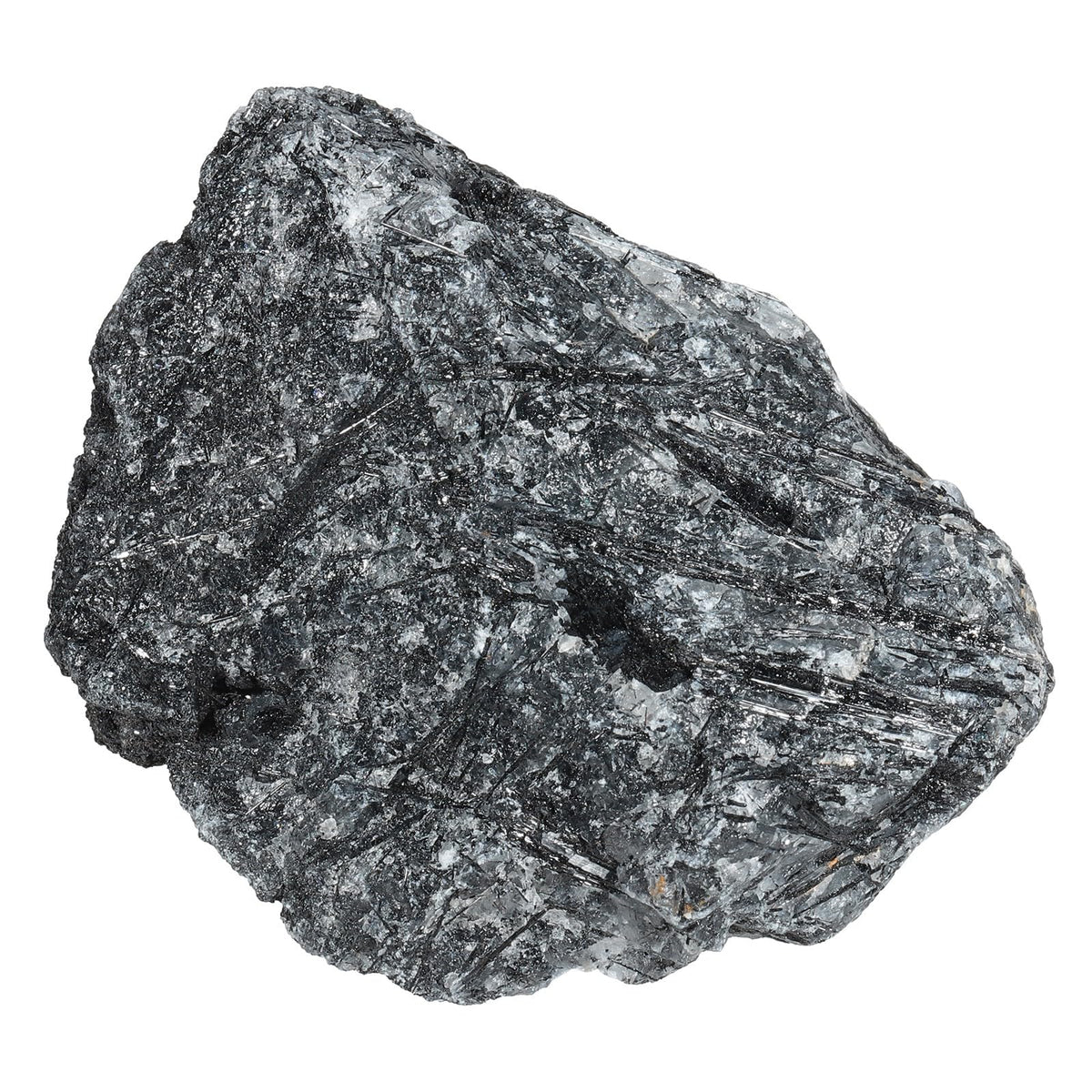 TUMBEELLUWA black rutilated quartz rock specimen, front view, showing natural texture and unique patterns
