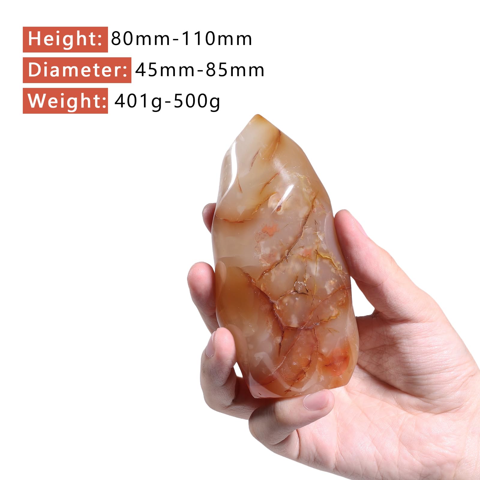 TUMBEELLUWA Carnelian obelisk on desk setup for home office use