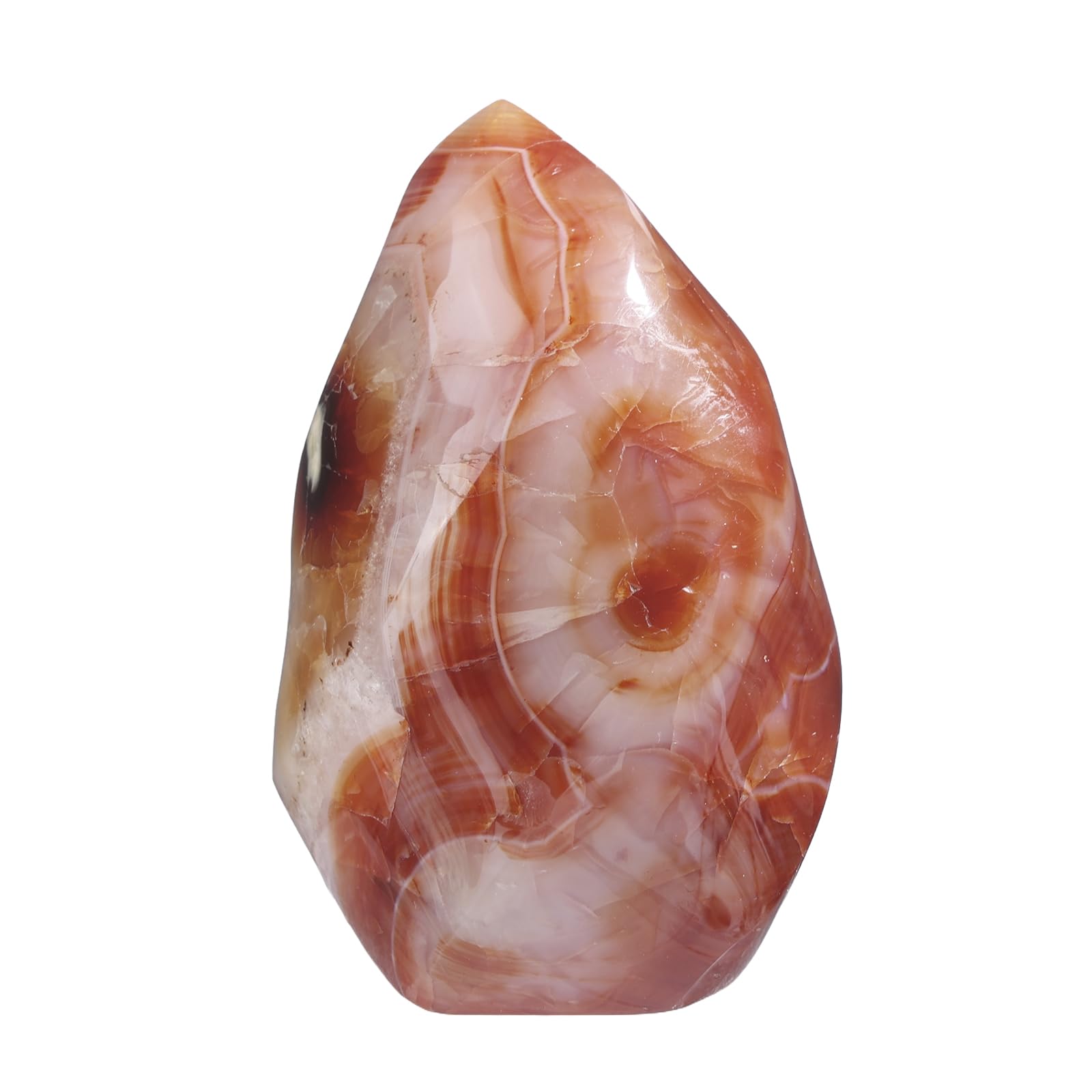 TUMBEELLUWA Carnelian obelisk flame front shows bold color for energizing desk decor