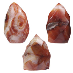 TUMBEELLUWA Carnelian obelisk flame side view highlights natural variations