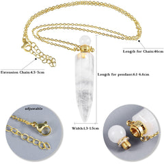 TUMBEELLUWA crystal empty vial necklace showing removable perfume chamber for personal fragrance.