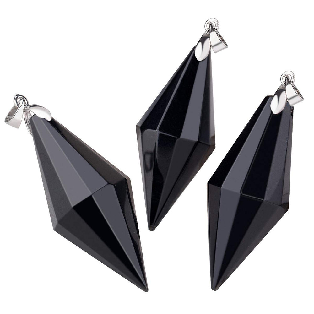 TUMBEELLUWA black obsidian pendant displayed with chain for everyday wear