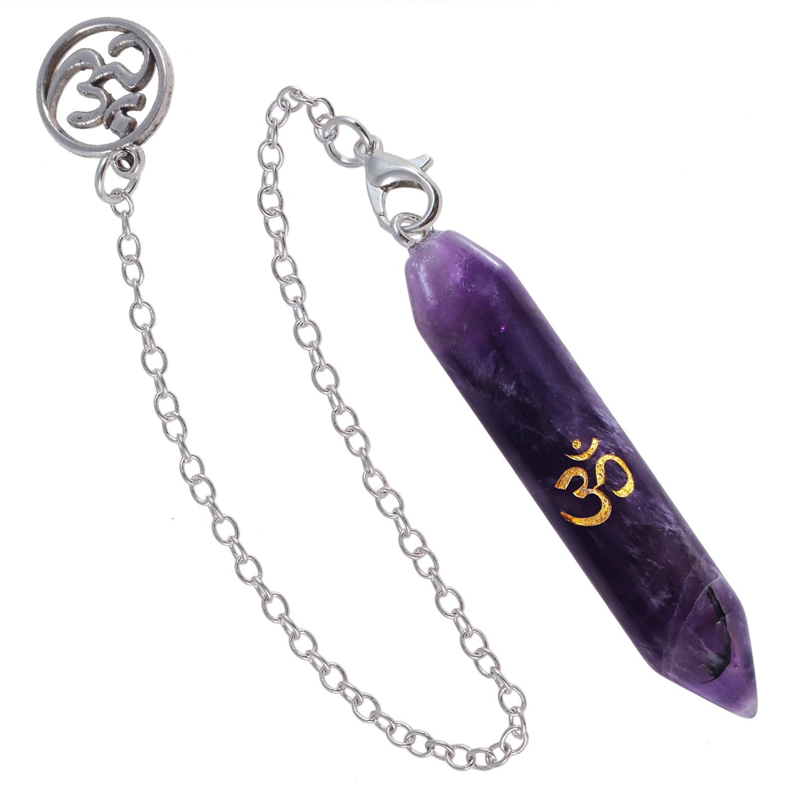 TUMBEELLUWA natural amethyst pendulum with copper chain for precise readings