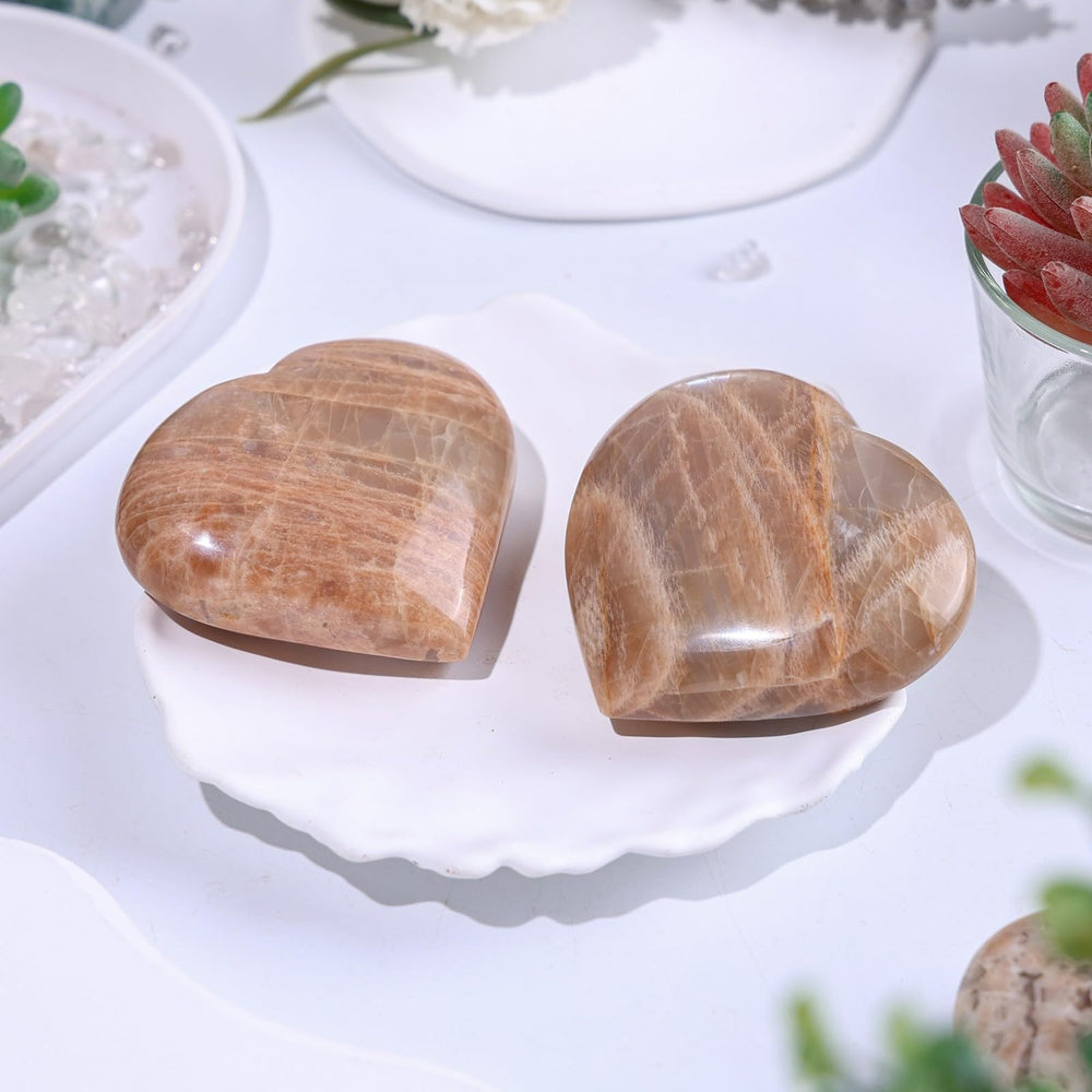 TUMBEELLUWA heart-shaped moonstone adds soothing energy for meditation.